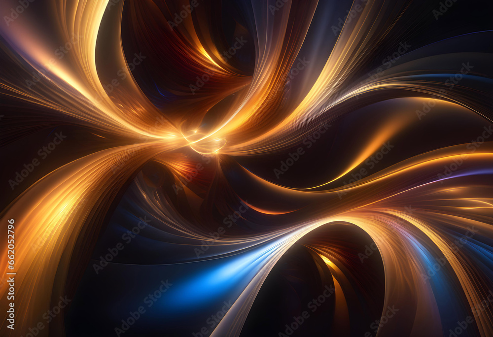 Elegant Energy Light Lines. Flow of different colors shimmer, photo for advertising,