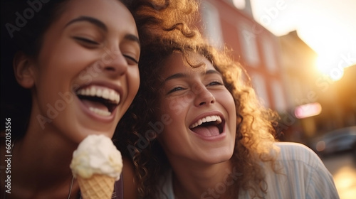 two friends eating ice cream