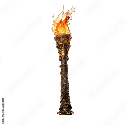 Ancient torch isolated on white created with Generative AI