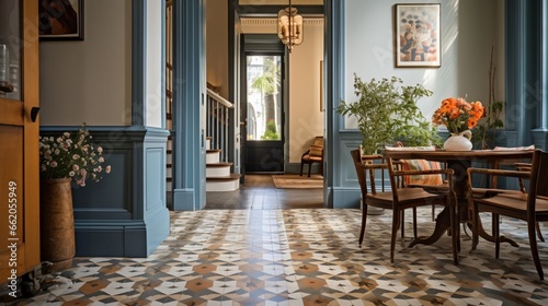 Encaustic cement tiles in a historic home photo
