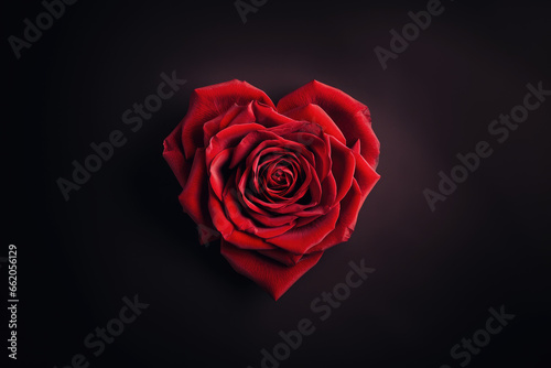 Heart-Shaped Rose on Dark Background