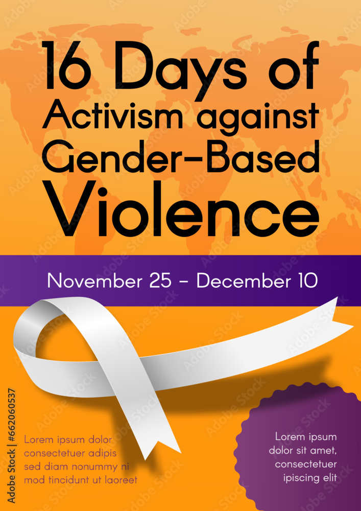 Φωτογραφία Vertical poster for 16 Days of Activism against Gender-Based Violence with white ribbon