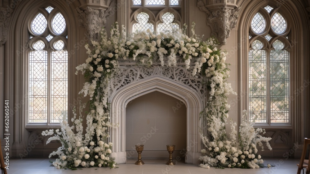 A heartfelt exchange of vows between the bride and groom, framed by a beautifully decorated altar