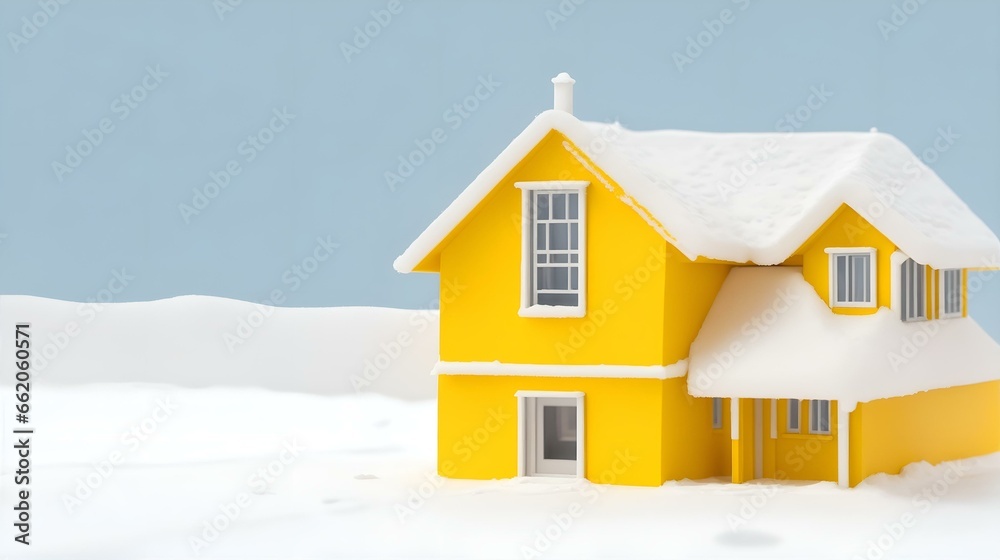 ミニチュア モデル、雪が積もった家、大雪｜miniature model. A house covered in snow. heavy snow. Generative AI