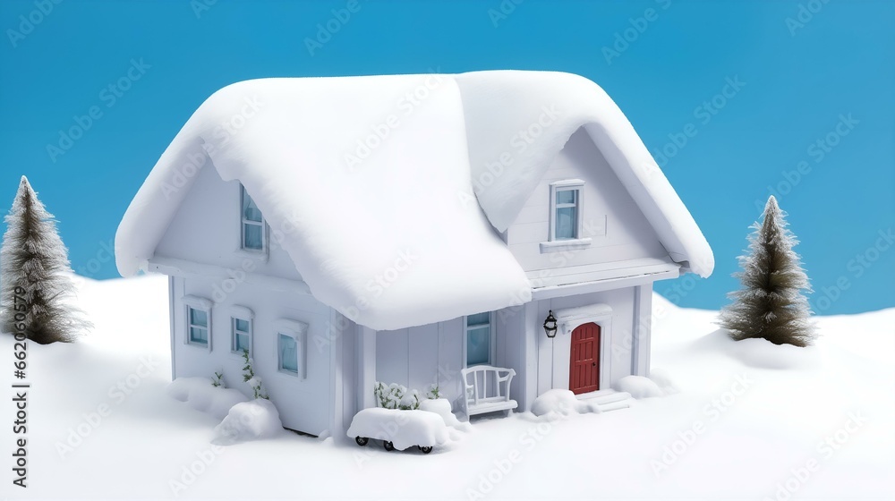 Φωτογραφία ミニチュア モデル、雪が積もった家、大雪｜miniature model