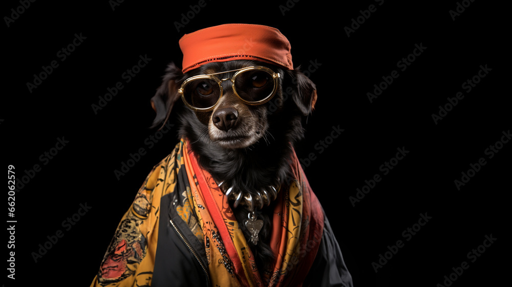 Hund Cartoon Tiere als Geschäftsmann im Anzug verkleidet schaut cool in die Kamera im Querformat für Banner und Poster, ai generativ Hund Cartoon Tiere als Geschäftsmann im Anzug verkleidet schaut cool in die Kamera im Querformat für Banner und Poster, ai generativ