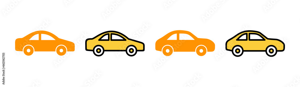 Car icon set for web and mobile app. car sign and symbol. small sedan