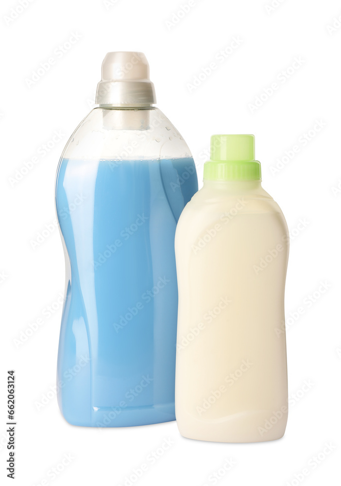 Bottles of fabric softener isolated on white Bottles of fabric softener isolated on white