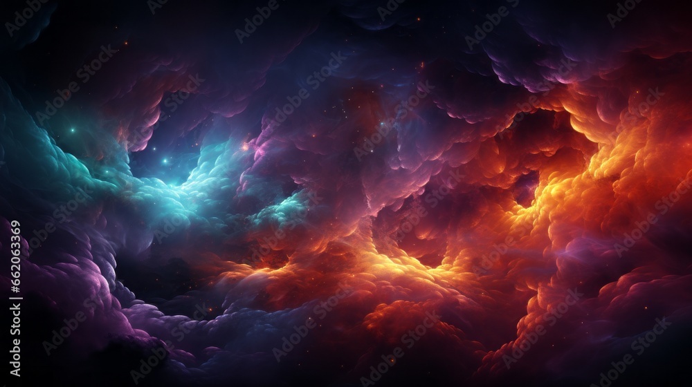 A galactic fantasy illustration with beautiful colors. Generative AI. 