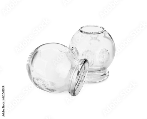 Glass cups isolated on white. Cupping therapy © New Africa