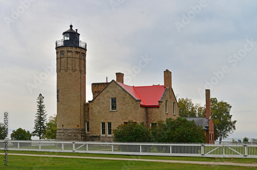 The historic Old Mackinac Point Lighthouse in Mackinaw City Michigan