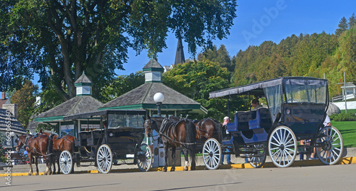 Mackinac Island allows no motorized traffic. Only horse drawn carriages ply the island's streets.