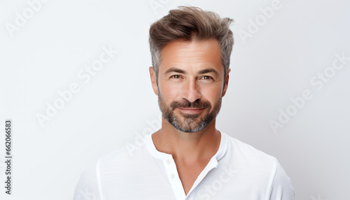 Closeup Portrait of a Mature Hipster Guy: Handsome Face, Funny Smile, and Expressive Headshot