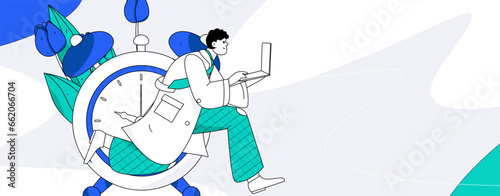 People exercising healthy running vector internet operation illustration
