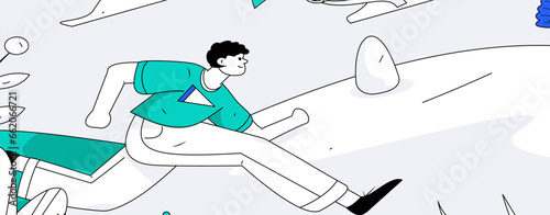 People exercising healthy running vector internet operation illustration
