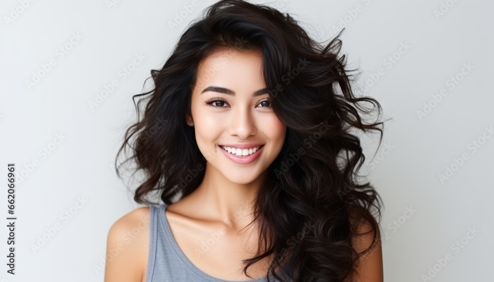Smiling Beauty: A Portrait of a Model with Gorgeous Hair Smiling Beauty: A Portrait of a Model with Gorgeous Hair