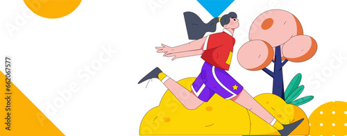 People exercising healthy running vector internet operation illustration
