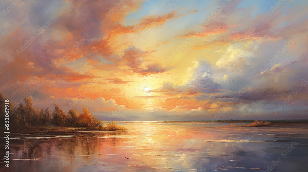 Beautiful Landscape Background Sky Clouds Sunset Wallpaper Landscape. Generative ai