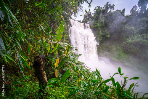 Tad yuang waterfall, A big waterfall in Jam Pha Sak, Bolaven, Laos in September. photo