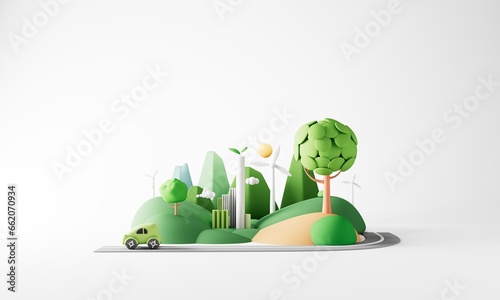 green city background 3d illustration.