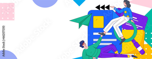 Person interviewing for job flat vector concept operation hand drawn illustration
