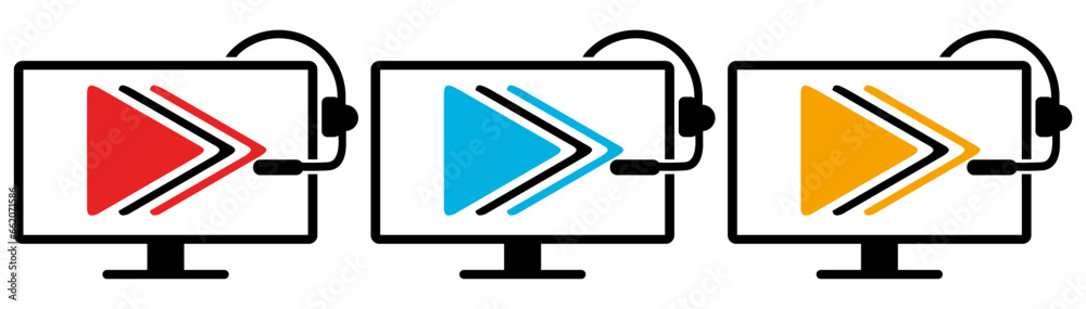 set collection Computer monitor streaming Icons. streamer symbol vector illustration set collection Computer monitor streaming Icons. streamer symbol vector illustration