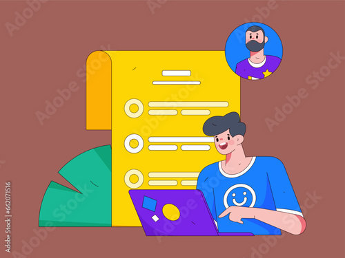 Person interviewing for job flat vector concept operation hand drawn illustration
