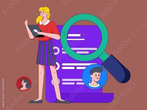 Person interviewing for job flat vector concept operation hand drawn illustration
