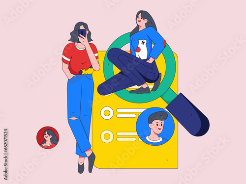 Person interviewing for job flat vector concept operation hand drawn illustration
