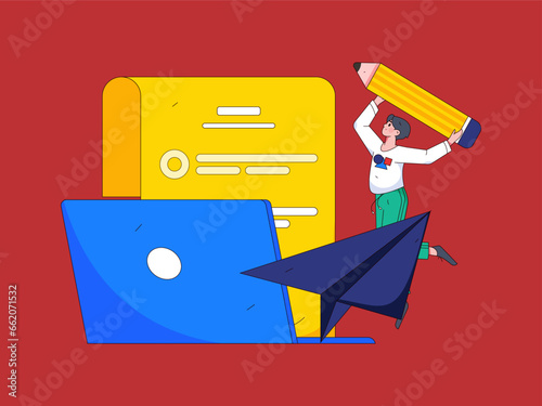 Person interviewing for job flat vector concept operation hand drawn illustration
