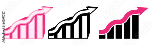 set increase profit statistic icon. upward charts positive graphic design vector illustration
