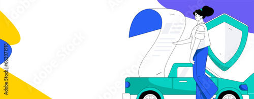 Buy insurance for car flat character vector concept operation illustration

