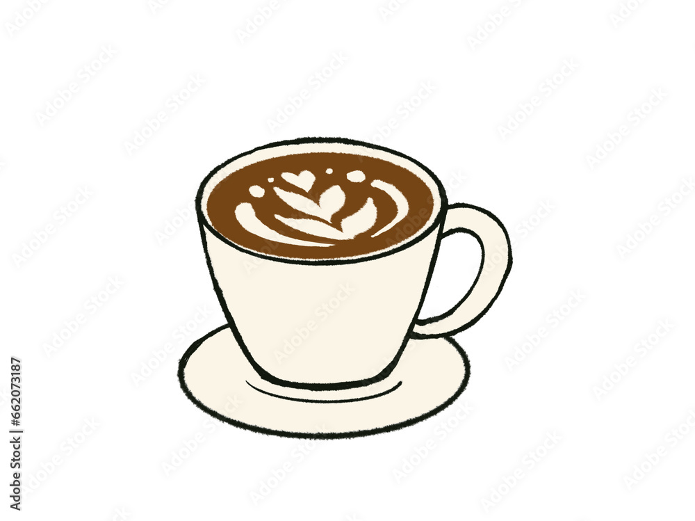 Obraz premium ハート型植物のラテアートのイラスト