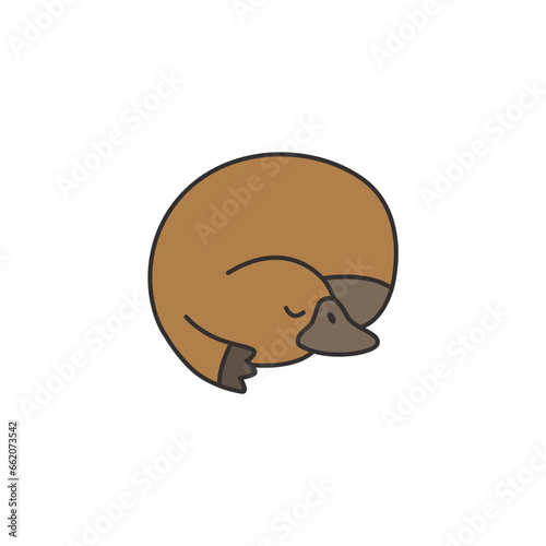 Cute baby platypus. Vector illustration on white background.