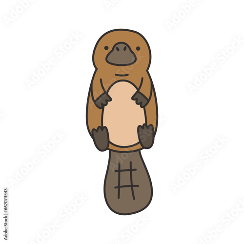 Cute cartoon platypus. Vector illustration of a platypus.