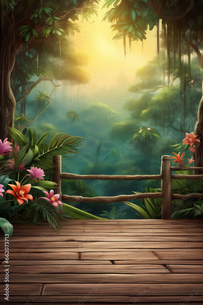 tropical garden in the summer