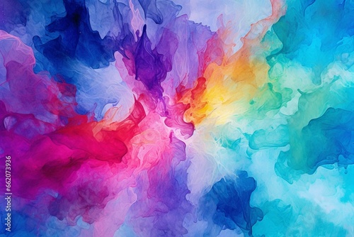 Vibrant watercolor backdrop with artistic paint smudges. Generative AI © Melisende