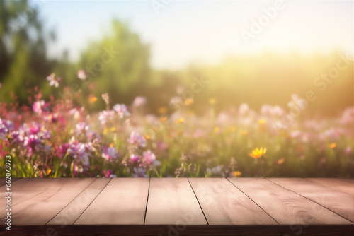 spring flowers on wooden background © Maizal