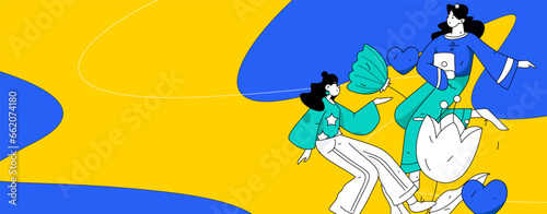 3.12 International Women's Day professional women flat character vector concept operation hand drawn illustration
