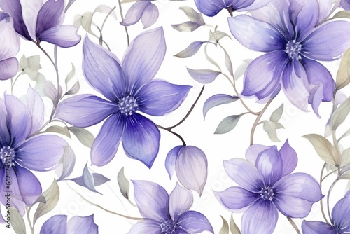 Floral artwork with a seamless pattern  hand-painted in watercolor style on a white background. Generative AI