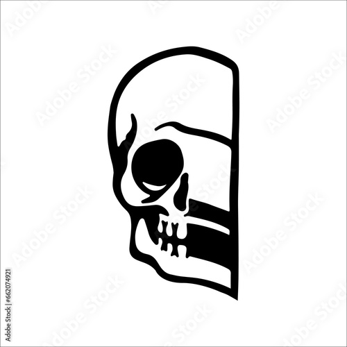 vector illustration of half skull concept
