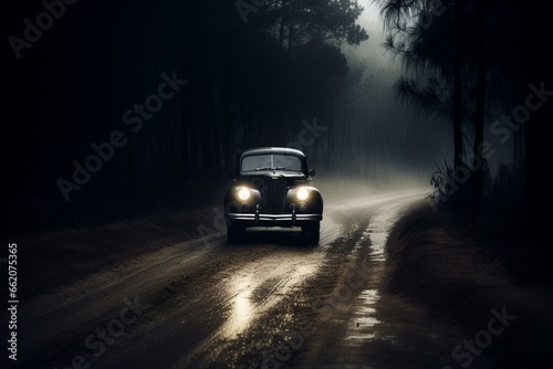 Enigmatic dark road adventure. Generative AI © Hadas
