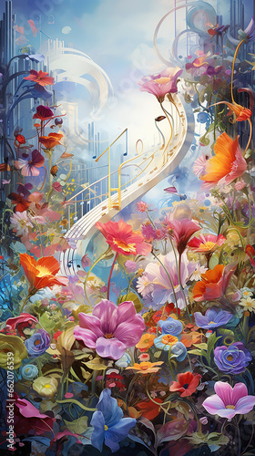 Surreal Symphony, A Harmonious Floral Extravaganza in the Enchanted Garden of Imagination © Magenta Dream