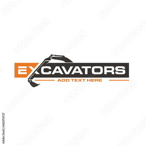 excavators arm with text.