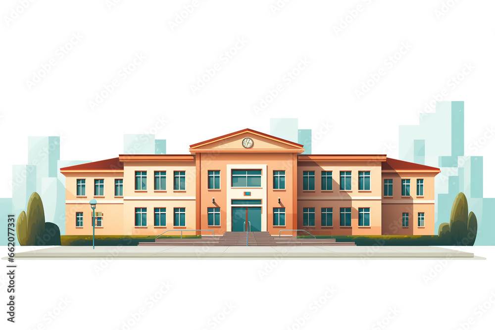 Elementary school isolated on a white background, a simple and clean representation of a primary educational institution