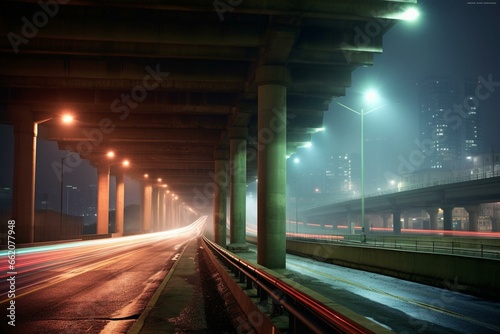Nighttime urban expressway. Generative AI