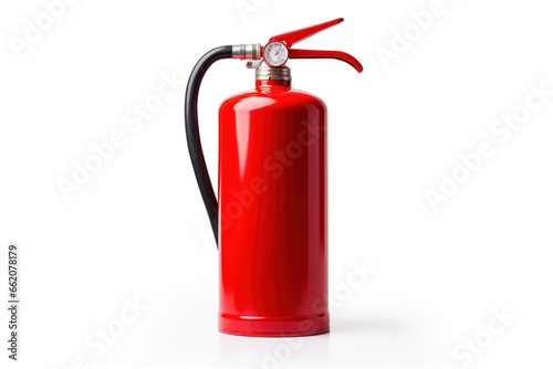 Red fire extinguisher fire safety equipment isolated on white background © Badass Prodigy