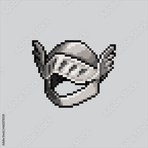Pixel art illustration knight helmet. Pixelated war helmet. knight medieval helmet
icon pixelated for the pixel art game and icon for website and video game.
old school retro.