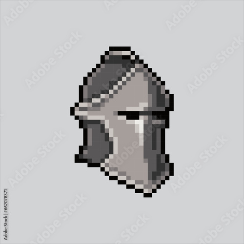 Pixel art illustration knight helmet. Pixelated war helmet. knight medieval helmet
icon pixelated for the pixel art game and icon for website and video game.
old school retro.