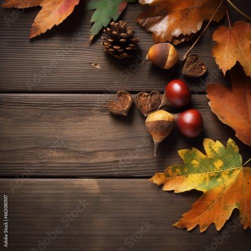 Autumn_Background_Autumn_Background_Photo_With_Acorn and leave AI Generated